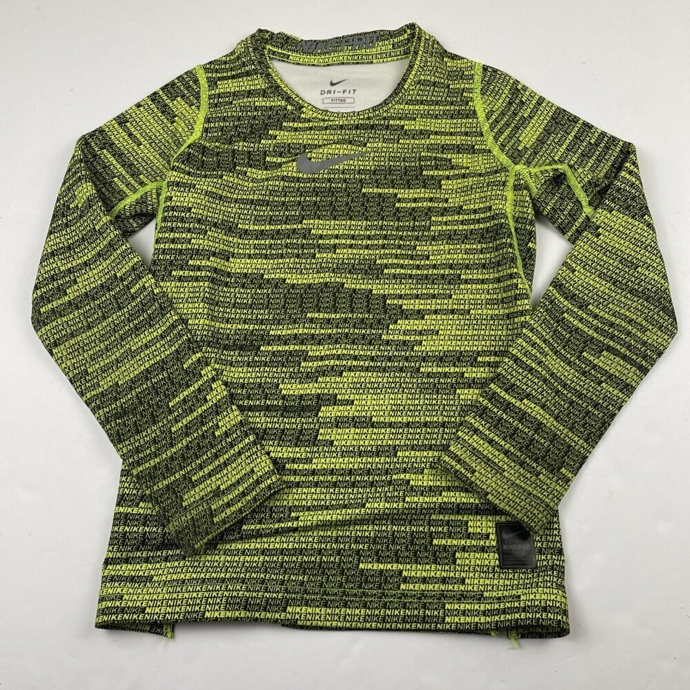 NIKE PRO Dri-Fit Fitted Shirt Youth M Compression All Over Print Activewear